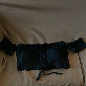 Off the shoulder black bikini top